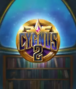 Discover the captivating artwork of ELK Studios' Cygnus 2 Slot, showcasing a luxurious emblem with a vibrant color scheme. Positioned against a starlit library backdrop, this graphic captures the theme of mystical exploration. 