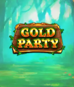 Discover the enchanted forest of the Gold Party game by Pragmatic Play, featuring a charming wooden sign adorned with golden letters. The backdrop of misty green forest which adds a touch of enchantment to the overall ambiance. Great for those who enjoy nature-themed slots, promising a whimsical gaming experience. 